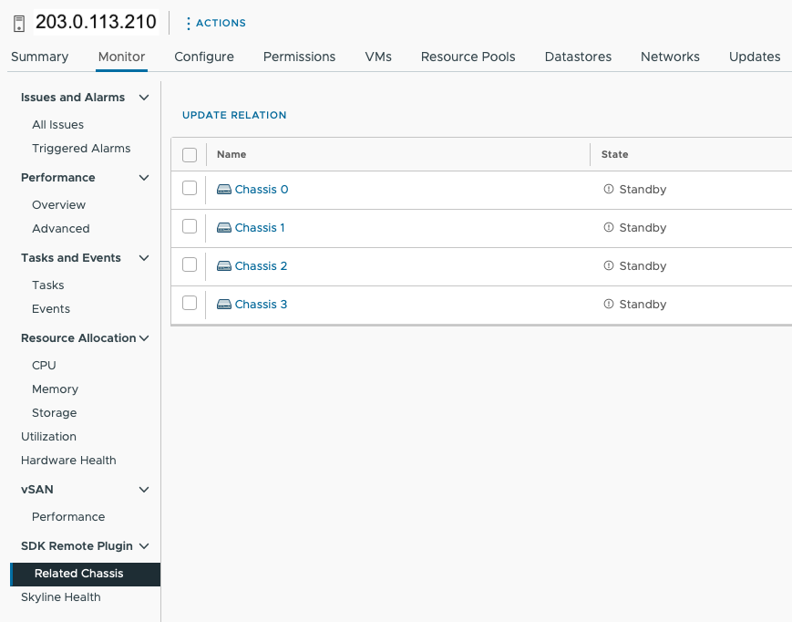 This screenshot shows an extension to a host object Monitor view.