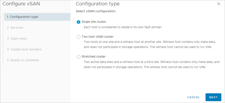 Configures vSAN cluster, optionally multi-site.