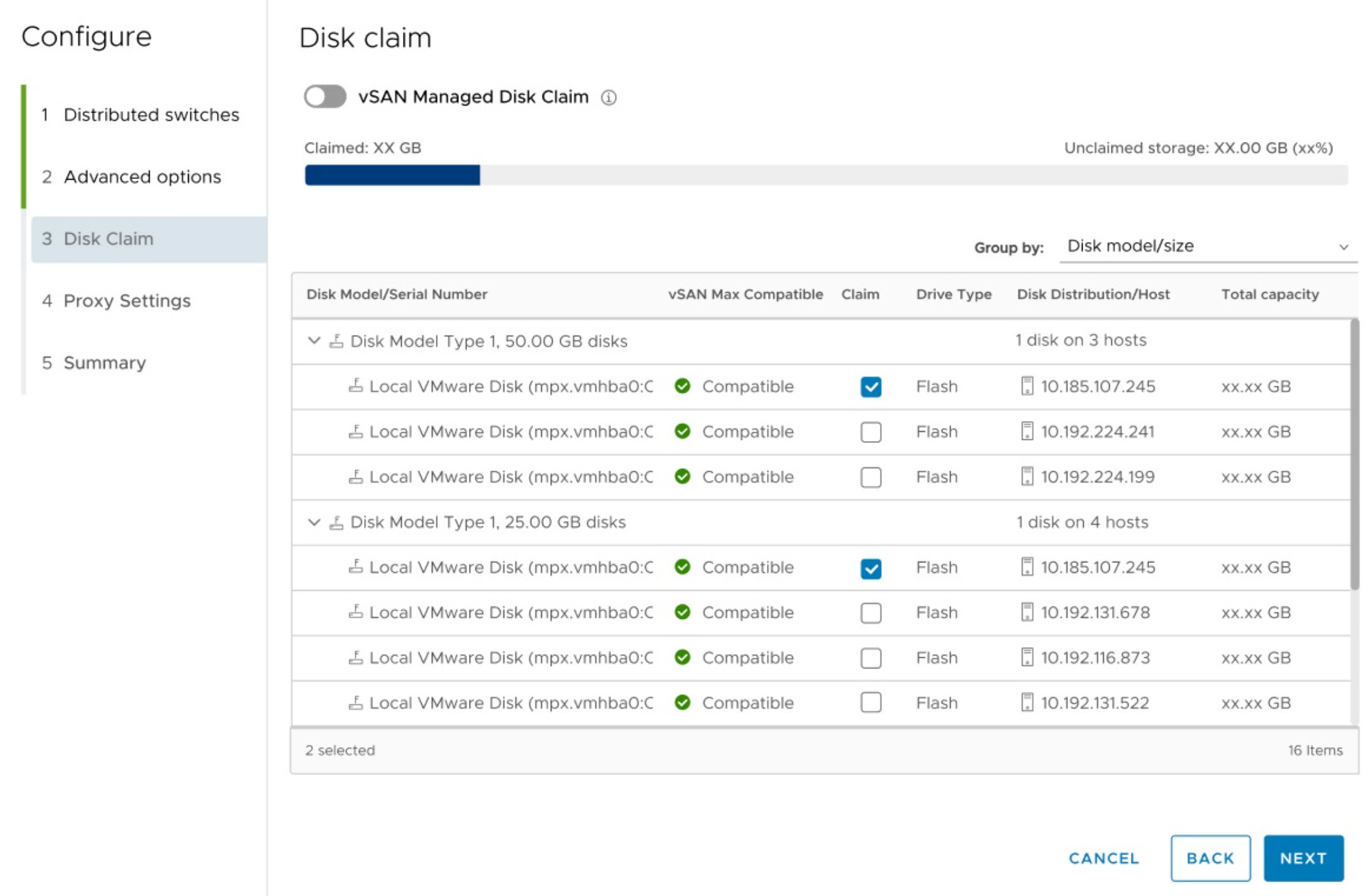 Disk Claim for vSAN Express Storage Architecture